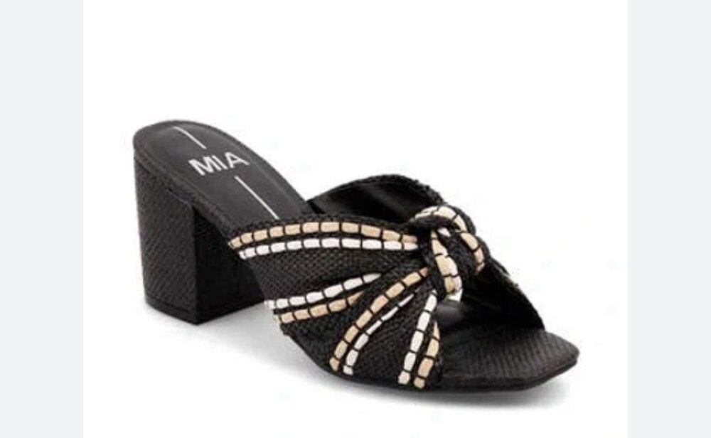 NWOB MIA Hania Knotted Strap Open Toe Block Heel Decorative Stitching Sandal 8.5